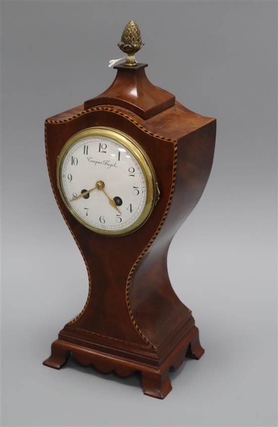 An Edwardian mahogany mantel clock height 38cm